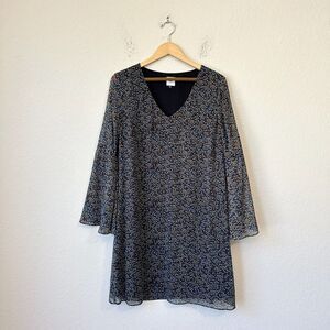 CABI #3648 Bell Sleeve Poise Dress in Black Multi Floral Print